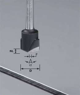 Фреза для выборки V- образного паза HW с хвостовиком 8 мм HW S8 D18-90° (Alu)